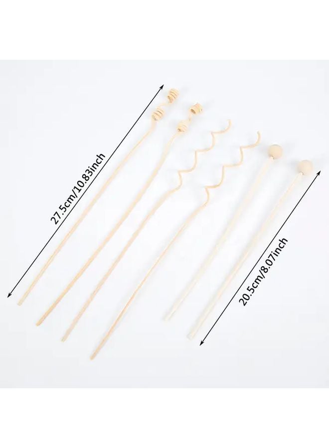 موديل 01 عصي ناشر الزيوت العطرية من الخشب الطبيعي والروطان مع غطاء بيج ديكور المنزل معطر الجو - Image 3